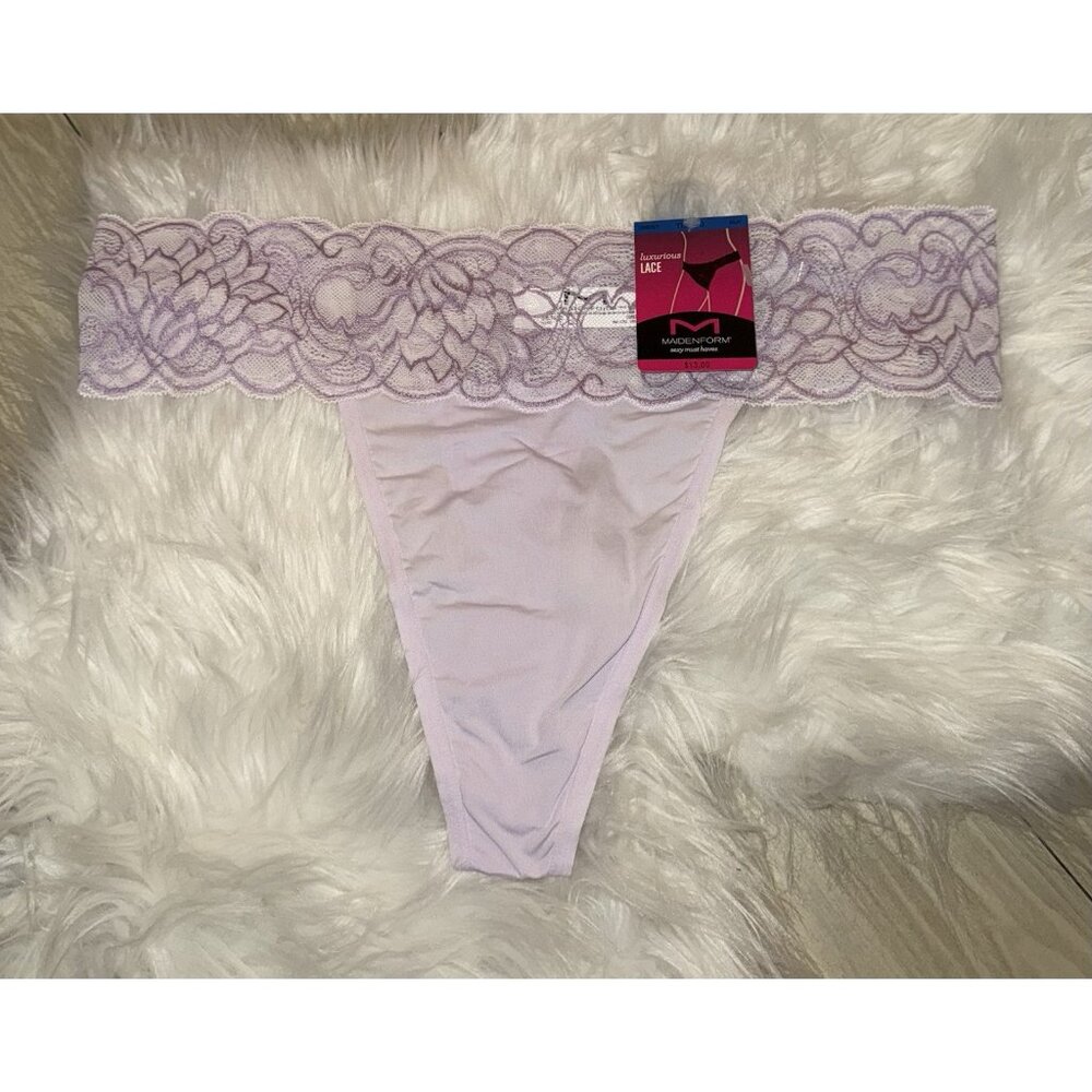 Maidenform DMESLT Luxurious Lace Thong Panties Womens 8 XL XLarge Purple